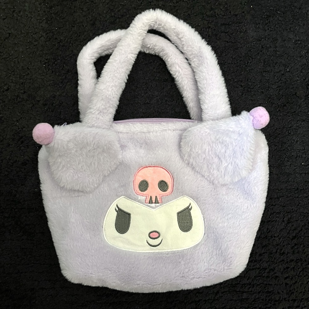 Purple fluffy kuromi zip up bag